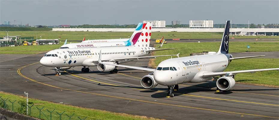 Lufthansa Group flies the flag for Europe and presents four ‘Yes to Europe’ aircraft in Brussels