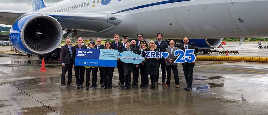 United und der Flughafen Zürich feiern 25 Jahre Nonstopflüge nach New York/Newark 