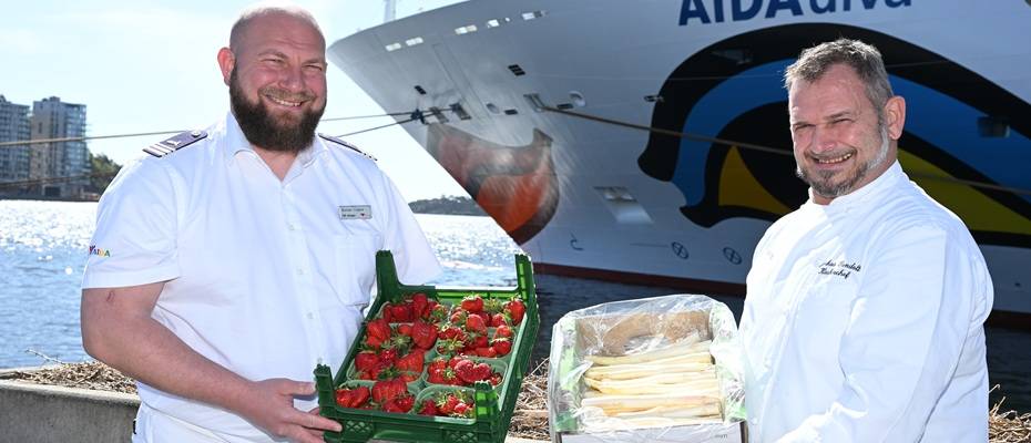 Deutscher Spargel und Erdbeeren aus der Region an Bord der AIDA Schiffe