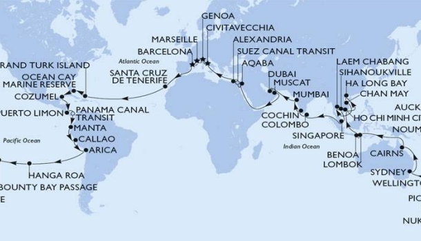 MSC World Cruise 2028 startet in den Verkauf